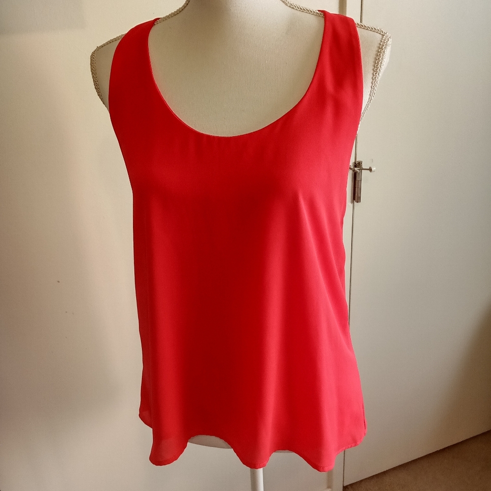 Eight Sixty Tank sleeveless Blouse Neon Pink Small